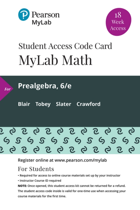 Cover image for book MyLab Math with Pearson eText Access Code (18 Weeks) for Prealgebra