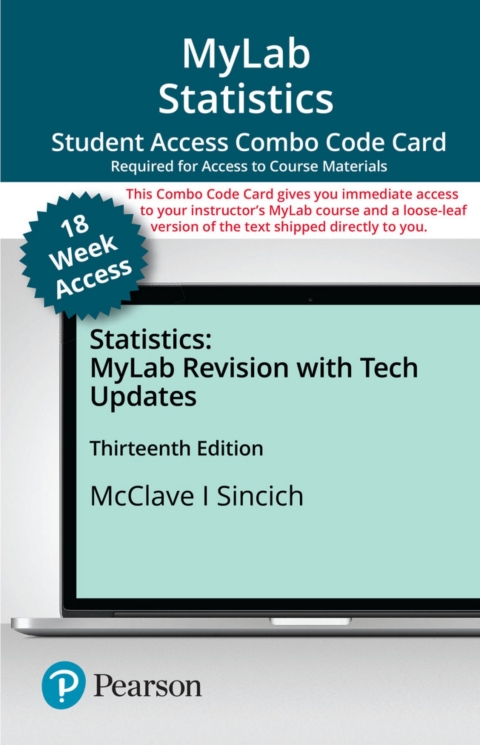 Cover image for book MyLab Statistics with Pearson eText (up to 18-weeks) + Print Combo Access Code for Statistics, Updated Edition