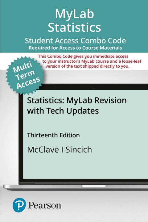 Cover image for book MyLab Statistics with Pearson eText (up to 24 months) + Print Combo Access Code for Statistics, Updated Edition