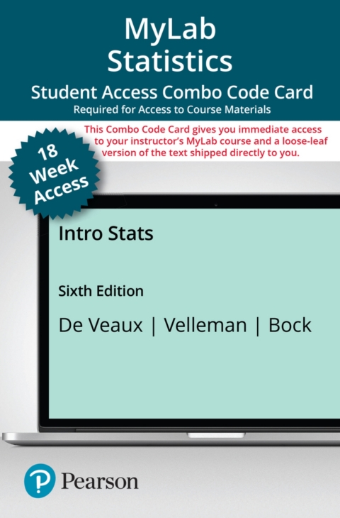 Cover image for book MyLab Statistics with Pearson eText (up to 18-weeks) + Print Combo Access Code for Intro Stats