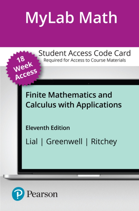 Cover image for book MyLab Math with Pearson eText Access Code for Finite Mathematics and Calculus with Applications