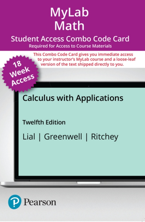 Cover image for book MyLab Math with Pearson eText + Print Combo Access Code for Calculus with Applications