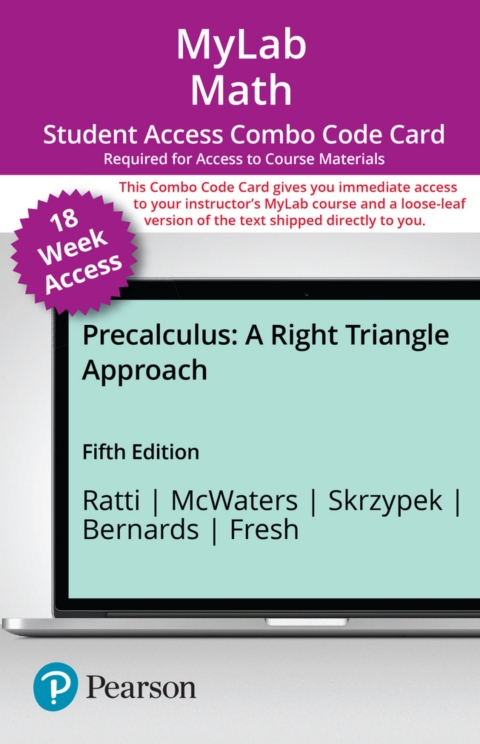 Cover image for book MyLab Math with Pearson eText + Print Combo Access Code for Precalculus: A Right Triangle Approach