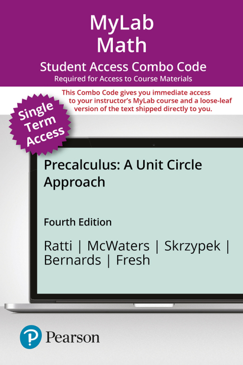 Cover image for book MyLab Math with Pearson eText + Print Combo Access Code (18 weeks) for Precalculus: A Unit Circle Approach