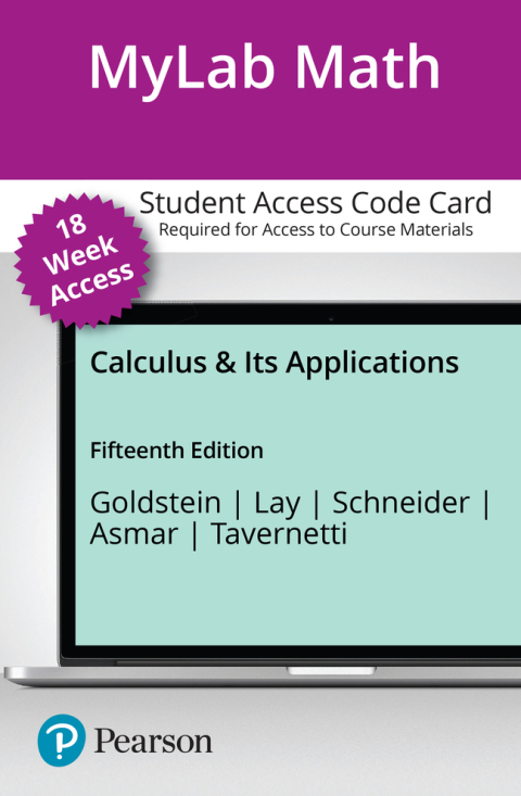 Cover image for book MyLab Math with Pearson eText Access Code (18 Weeks) for Calculus & Its Applications