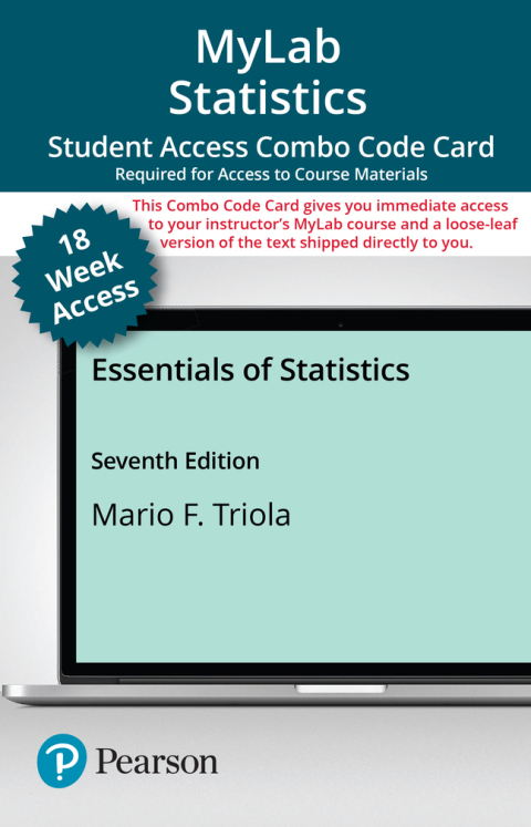 Cover image for book MyLab Statistics with Pearson eText + Print Combo Access Code for Essentials of Statistics