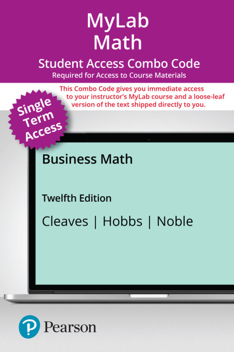 Cover image for book MyLab Math with Pearson eText (up to 18-weeks) + Print Combo Access Code for Business Math
