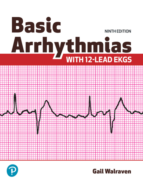 Cover image for book Basic Arrhythmias with 12-lead EKGs (Pearson+)