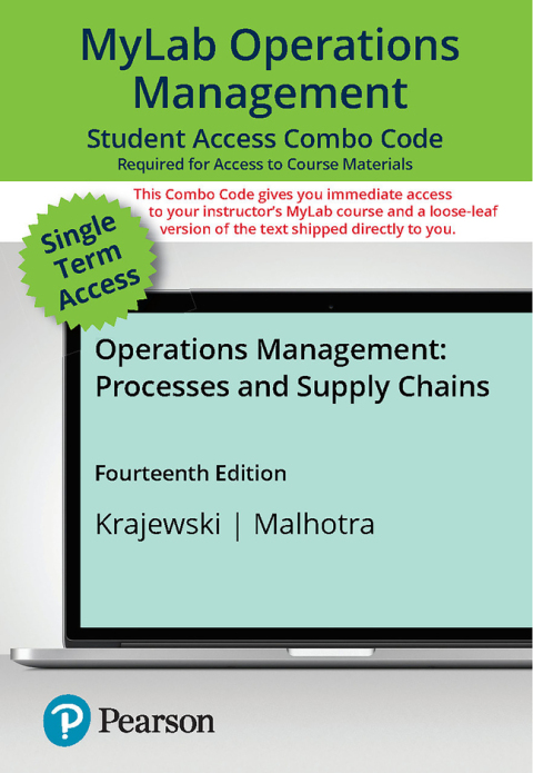 Cover image for book Operations Management: Processes and Supply Chains -- MyLab with Pearson eText + Print Combo Access Code