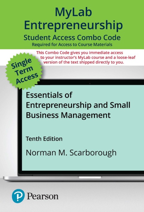 Cover image for book MyLab Entrepreneurship with Pearson eText + Print Combo Access Code for Essentials of Entrepreneurship and Small Business Management