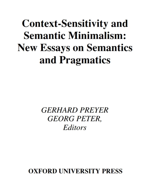 Cover image for book Context-Sensitivity and Semantic Minimalism