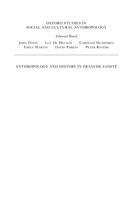 Cover image for book Anthropology and History in Franche-Comté