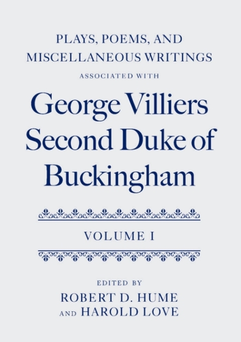 Cover image for book Plays, Poems, and Miscellaneous Writings associated with George Villiers, Second Duke of Buckingham