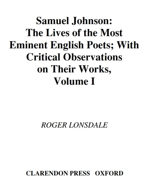 Cover image for book Samuel Johnson's Lives of the Poets