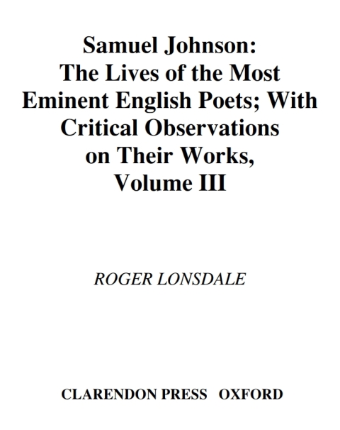 Cover image for book Samuel Johnson's Lives of the Poets