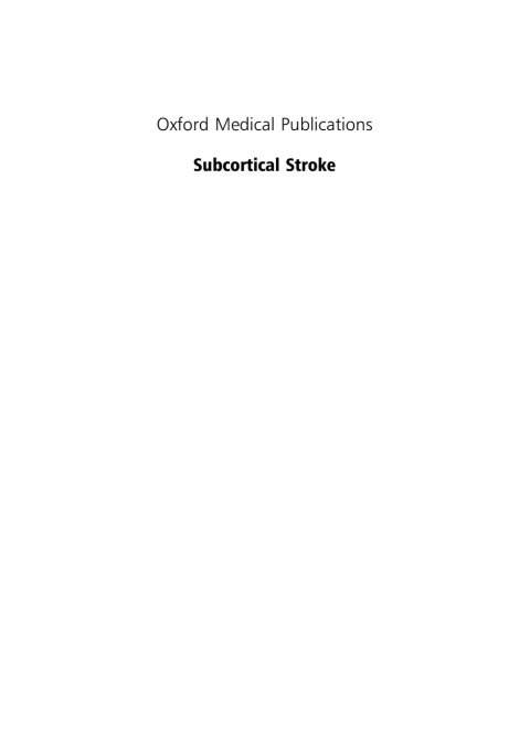 Cover image for book Subcortical Stroke
