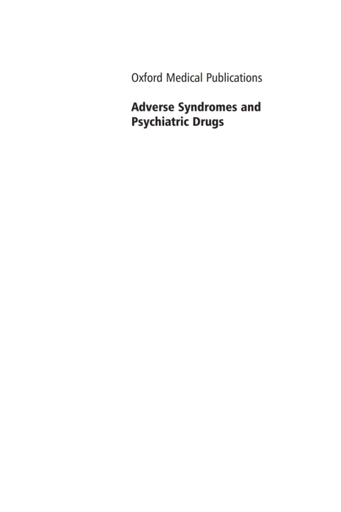 Cover image for book Adverse Syndromes and Psychiatric Drugs