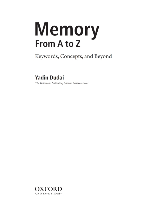 Cover image for book Memory from A to Z