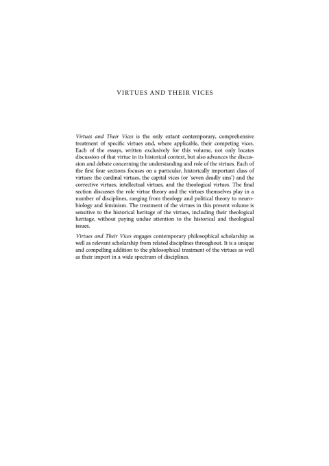 Cover image for book Virtues and Their Vices