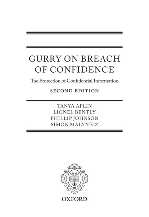 Cover image for book Gurry on Breach of Confidence