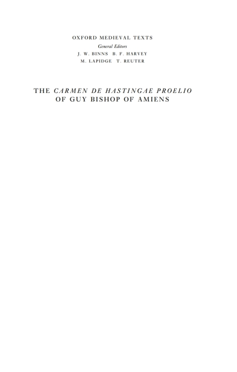 Cover image for book The Carmen de Hastingae Proelio of Guy, Bishop of Amiens