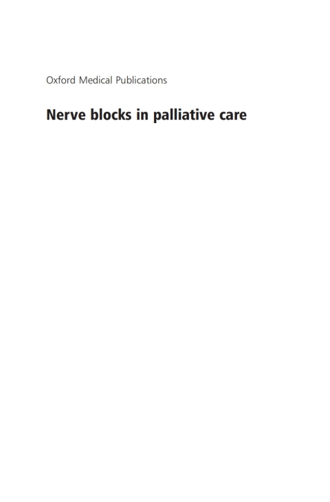 Cover image for book Nerve Blocks in Palliative Care