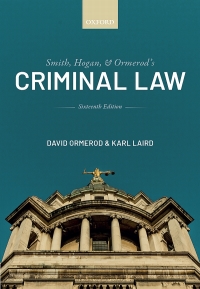 Titelbild: Smith, Hogan, and Ormerod's Criminal Law 16th edition 9780198849704