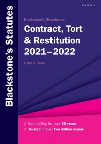 صورة الغلاف: Blackstone's Statutes on Contract, Tort & Restitution 2021-2022 32nd edition 9780192898463