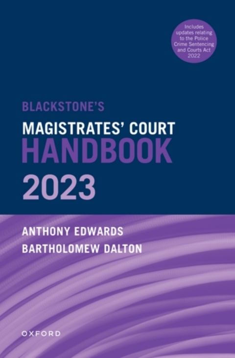 Cover image for book Blackstone's Magistrates' Court Handbook 2023