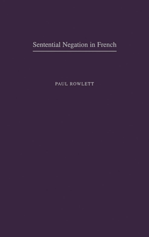 Cover image for book Sentential Negation in French