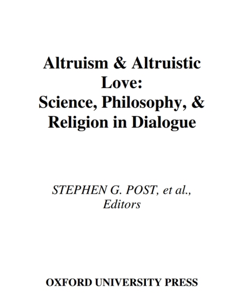 Cover image for book Altruism and Altruistic Love