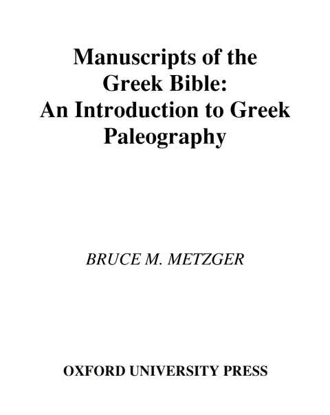 Cover image for book Manuscripts of the Greek Bible