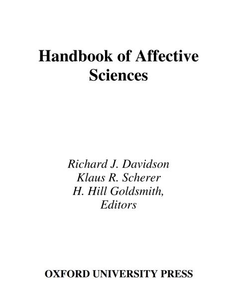 Cover image for book Handbook of Affective Sciences