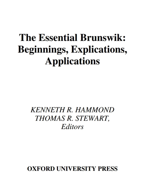 Cover image for book The Essential Brunswik