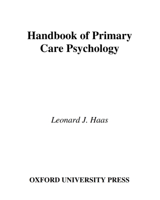 Handbook of Primary Care Psychology