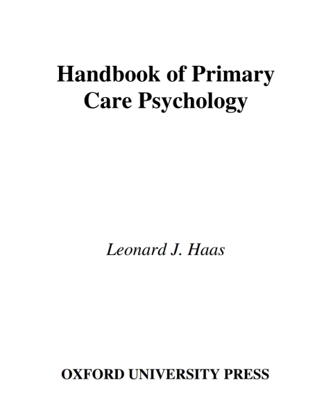 Cover image for book Handbook of Primary Care Psychology