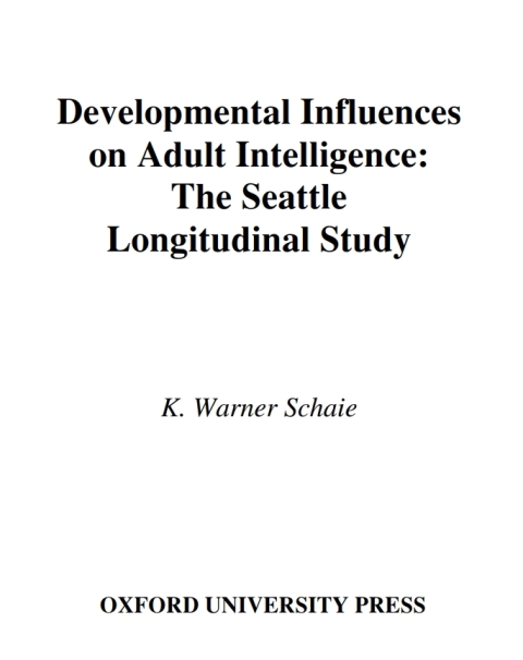 Cover image for book Developmental Influences on Adult Intelligence