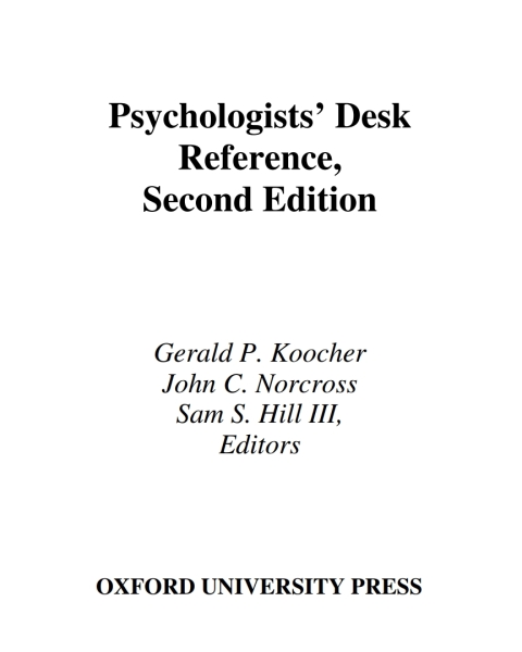 Cover image for book Psychologists' Desk Reference