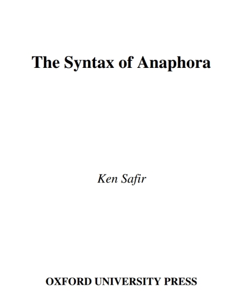Cover image for book The Syntax of Anaphora