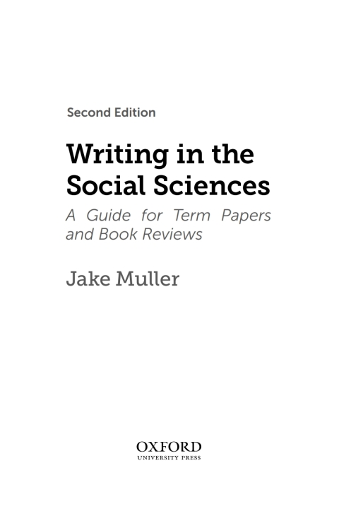 Cover image for book Writing in the Social Sciences: A Guide for Term Papers and Book Reviews