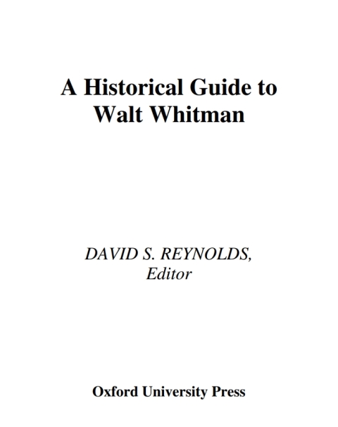 Cover image for book A Historical Guide to Walt Whitman