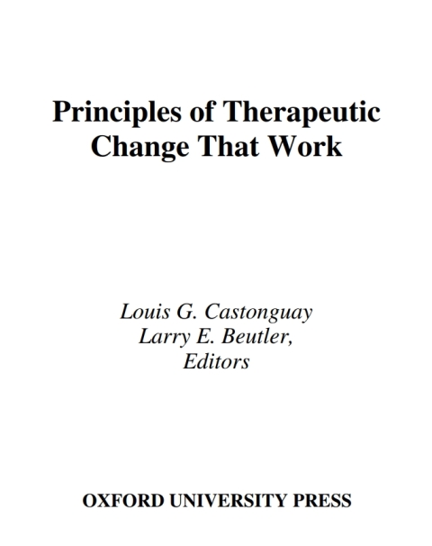 Cover image for book Principles of Therapeutic Change that Work