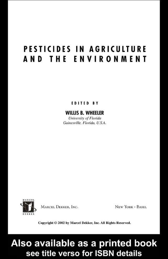 Pesticides in Agriculture and the Environment