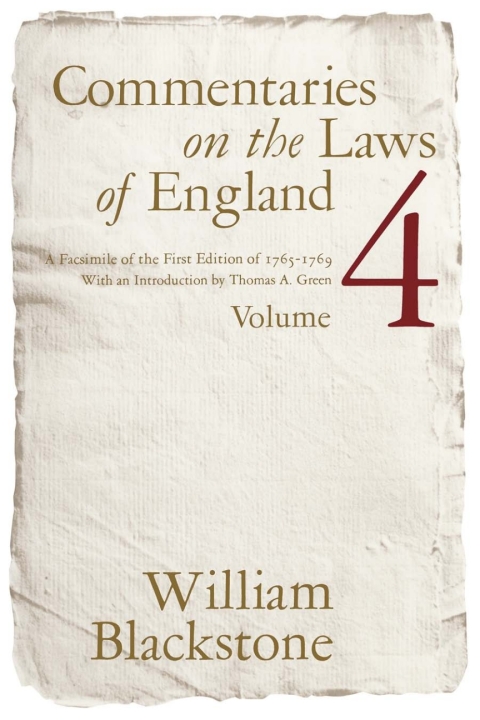 Cover image for book Commentaries on the Laws of England, Volume 4