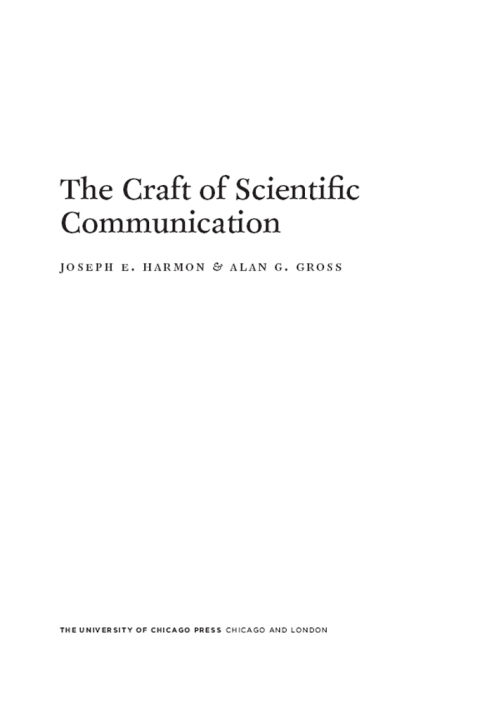 Cover image for book The Craft of Scientific Communication