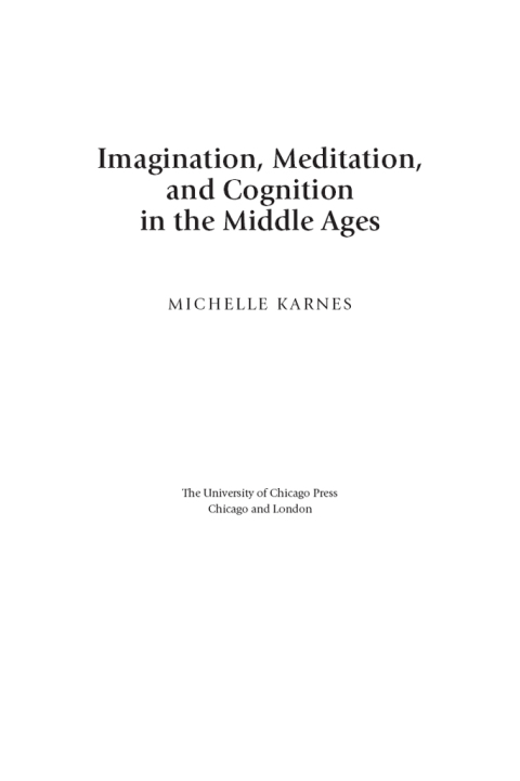Cover image for book Imagination, Meditation, and Cognition in the Middle Ages