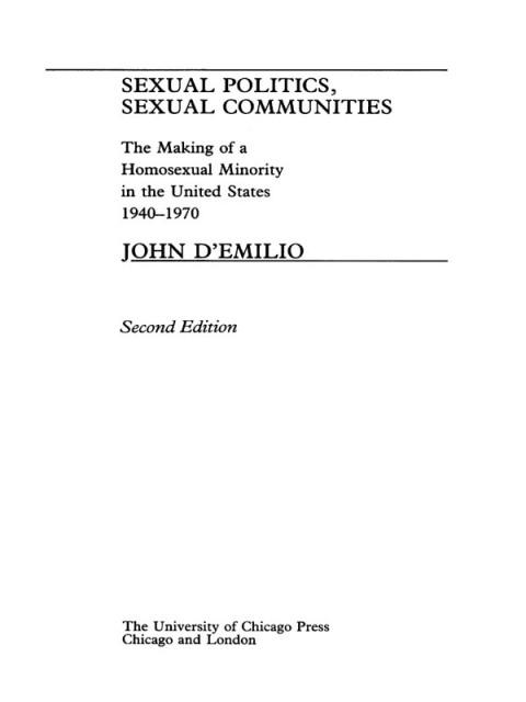 Cover image for book Sexual Politics, Sexual Communities