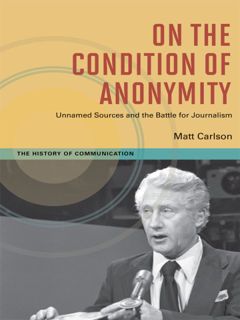 Cover image for book On The Condition of Anonymity