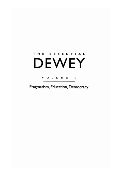 Cover image for book The Essential Dewey, Volume 1