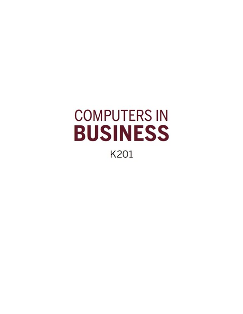 Cover image for book Computers in Business: K201